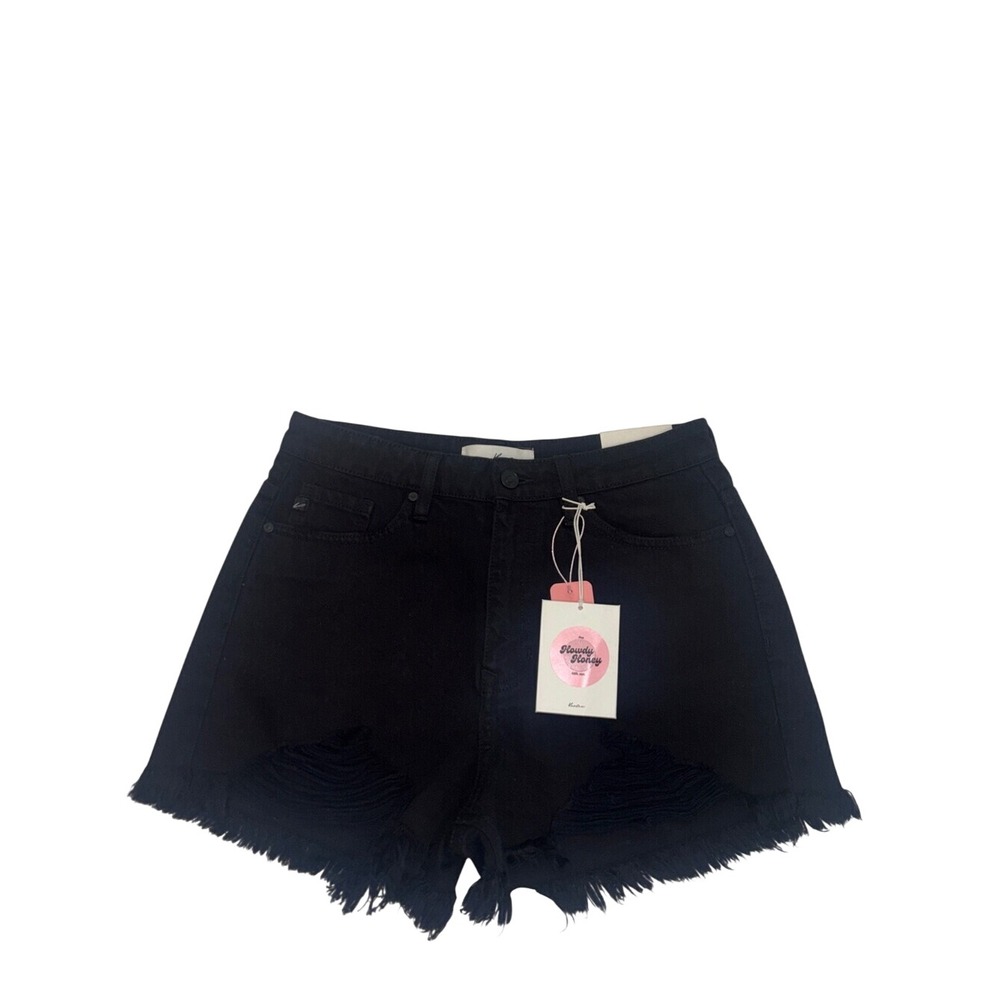 KanCan Black Frayed Hem Distressed Denim Shorts